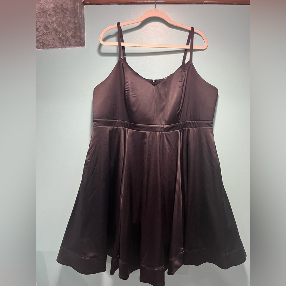 Torrid satin dress black size 20 plus size Elegant Black Sleeveless Dress skater - Picture 4 of 15